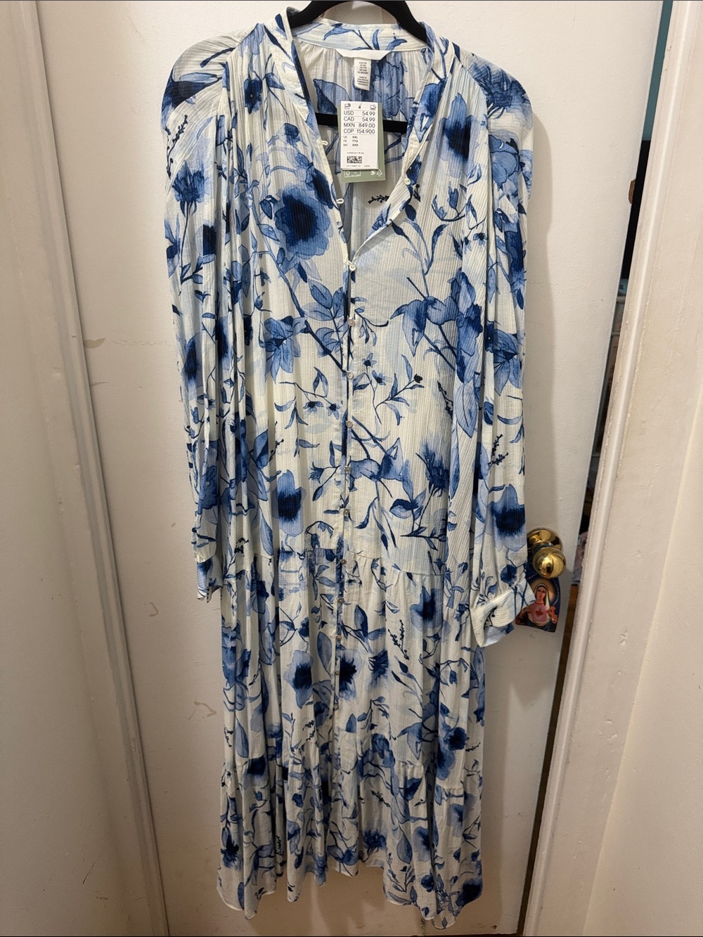 H&M Blue and White Floral Maxi Dress